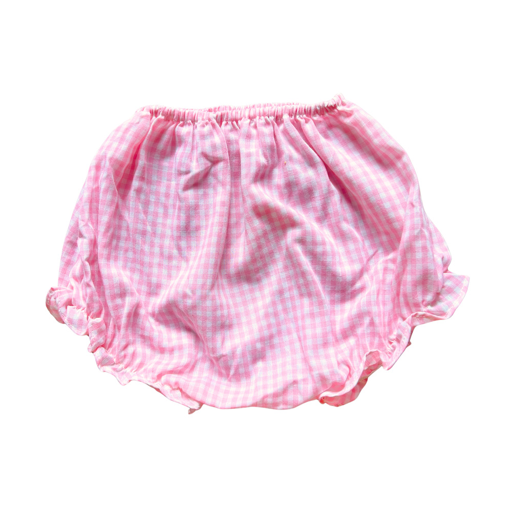 Vtg Baby Bloomer Shorts Diaper Cover Pink White Gingham Plaid Cottagecore Dainty